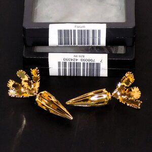 New $60 Forum Gold Cut-Out Carrot Signed Front Back Earrings